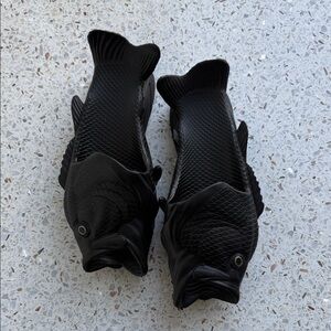 Black Fish Sculptural Slip-On Shoes